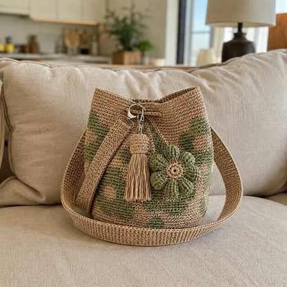 Bolso de crochet con flores