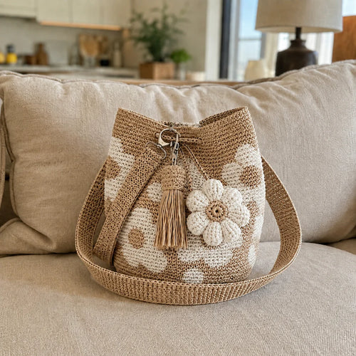 Bolso de crochet con flores
