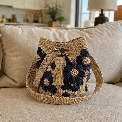 Bolso de crochet con flores